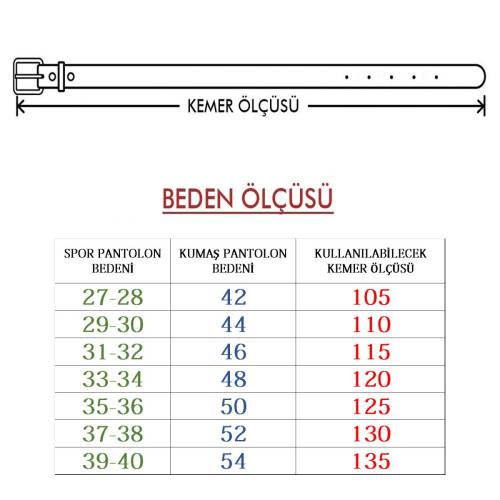 Erkek Kemer Kot ve Kanvas pantolonlarda kullanımı uygundur. - 1